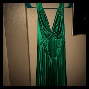 Emerald Green Satin Cocktail Dress